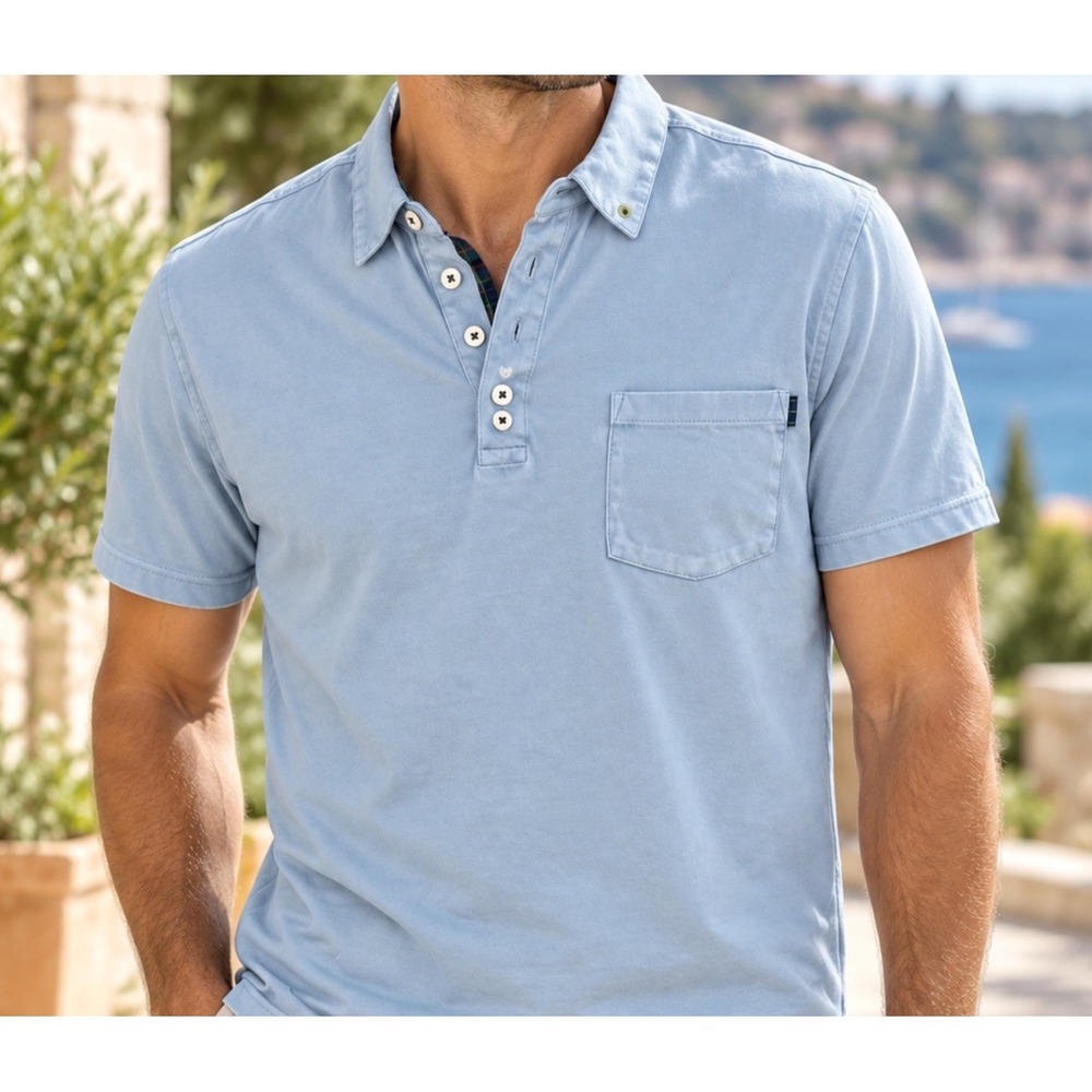 William Murray Pocket Polo Shirt Size XLarge Blue Golf Logo Short Sleeve Preppy